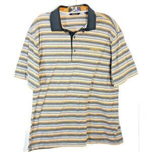 Callaway Golf Shirt Polo Mens Size L Blue Gray Mercerized Egyptian Cotton Stripe